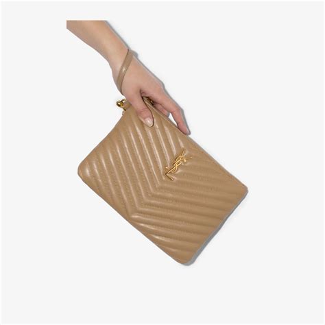 ysl patent leather clutch beige|saint laurent evening clutch.